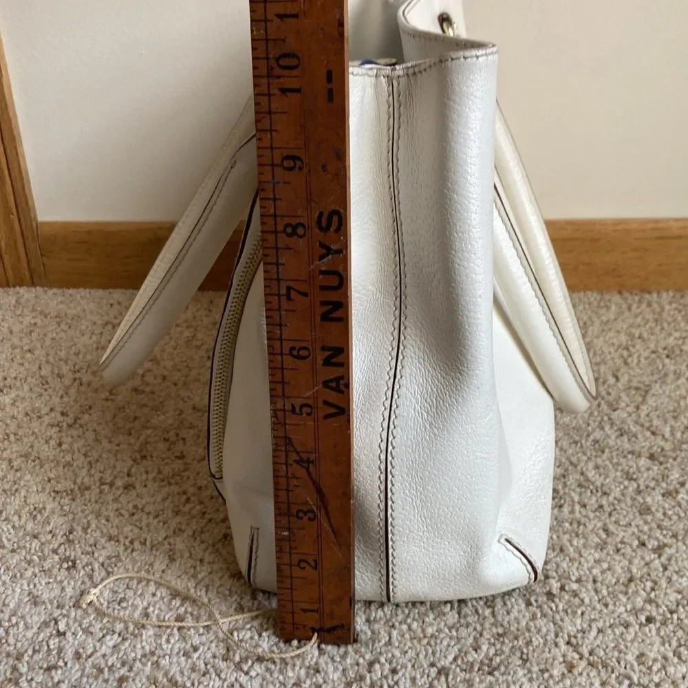 Kate Spade White Pebble Grain Leather Shoulder Bag Purse w/ Dust Bag